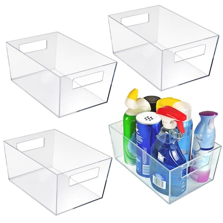 Azar Displays Storage Tote, Styrene, Clear, 5 in H, 11.25 in W, 7.5 in L 556237-4PK